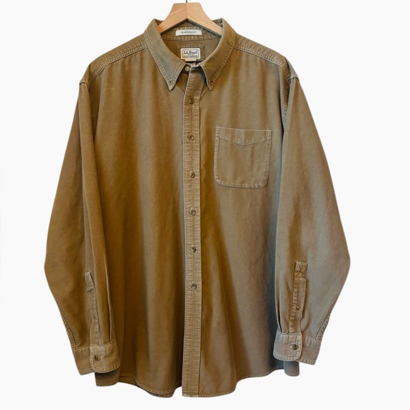 L.L. Bean Other - L.L. Bean Men’s Corduroy Long Sleeve Button Down Sz XXL Traditional Fit Khaki